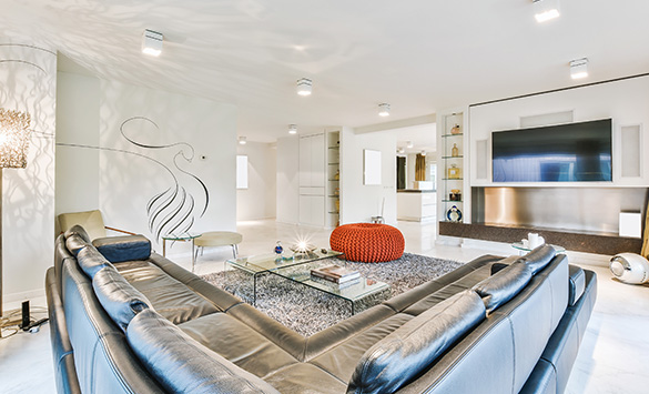 Stylish living room with corner sofa