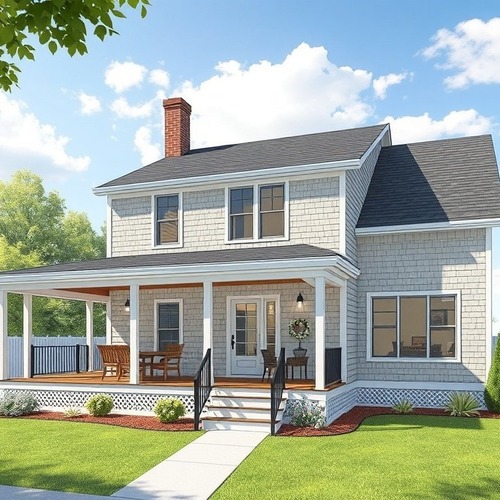 Two-story home with covered porch and new addition