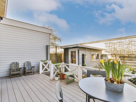 Neat patio with sitting area