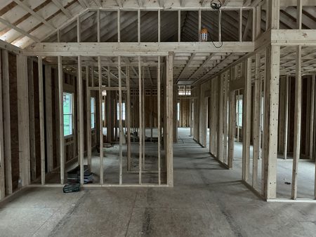 Framed interior of a house with windows